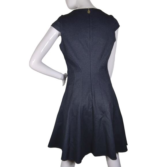 Tommy Hilfiger Indigo Fit and Flare Dress Size 8 Sparkle Denim Look Stretchy - Picture 3 of 15